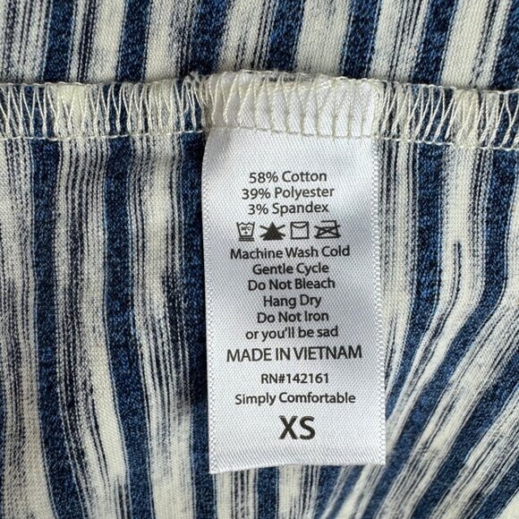 NWT Lularoe Maurine Blue Striped Ruffled Swing Dress Bell Sleeves Sz XS Oversize - Picture 8 of 9